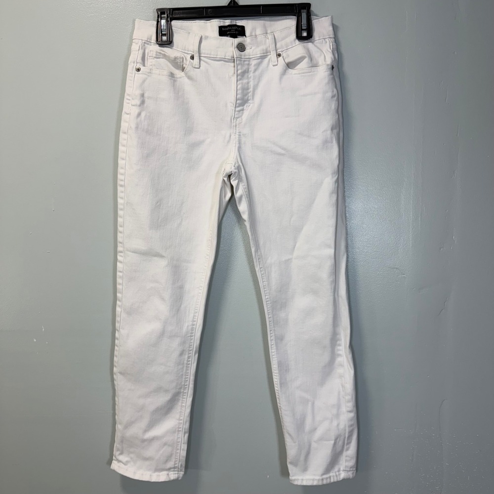 Banana Republic White Girlfriend Jeans Size 28/6 Stretch Denim Clean Girl